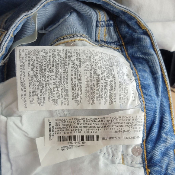 Zara 4 Skinny Crop Frayed Light Wash Mid Rise Stretch Twisted Seam Denim Jeans - Picture 11 of 15